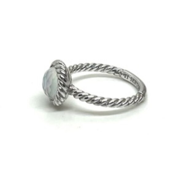 TI SENTO 925 STERLING SILVER PLATED MOTHER OF PEARL MOP RING 6.75 - Picture 6 of 14